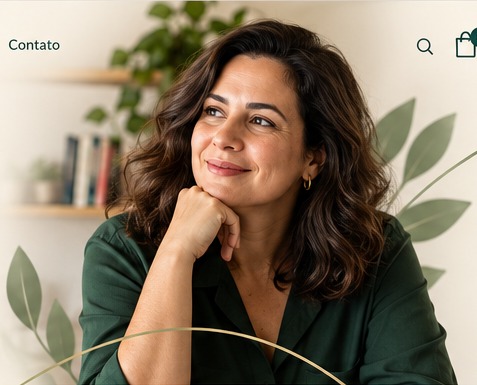 Monica Sena em um ambiente acolhedor